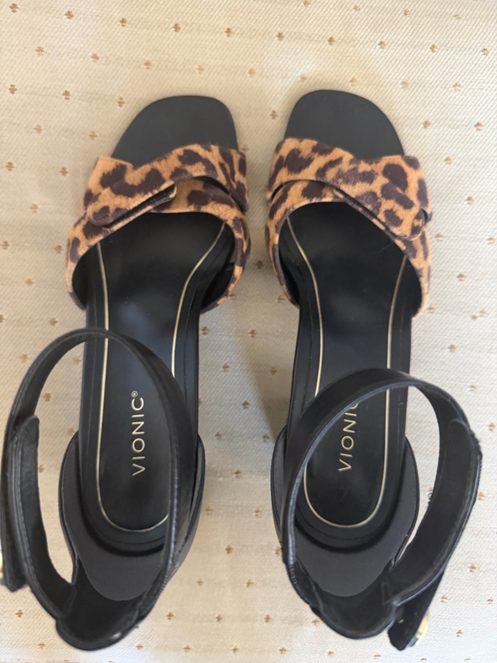 Vionic Leopard Print Ankle-Strap Sandals - Black & Brown